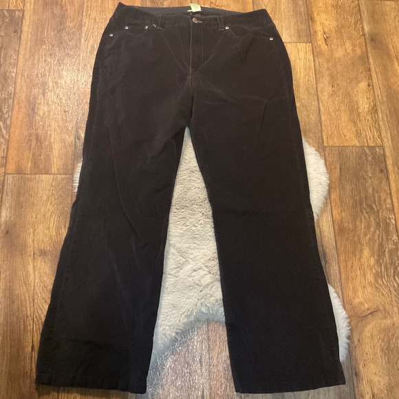 Sigrid Olsen Pants - Sigrid Olsen Velveteen Pants Size 16 Womens Black Modernist Tan Stitch Velvet